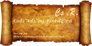 Csákány Richárd névjegykártya